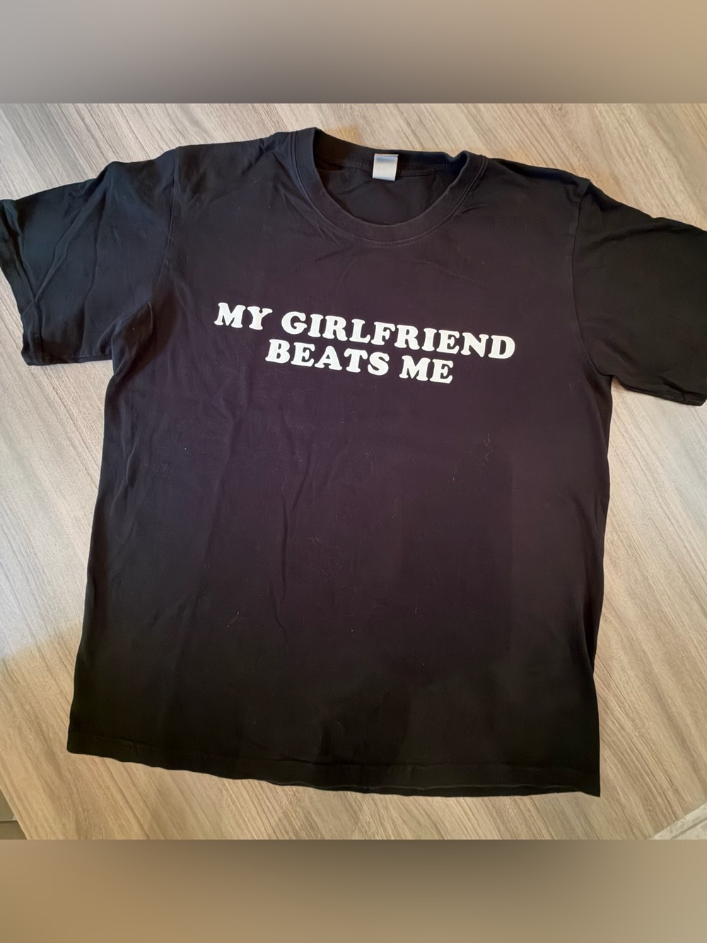 Black Graphic Tee - 'My Girlfriend Beats Me'
